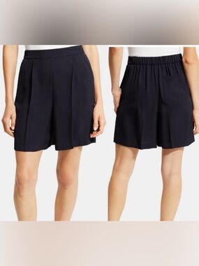 Theory Navy Pull On High-Waist Shorts